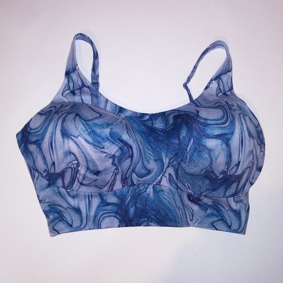 Victoria Secret Sports Bra Allegro Blue Purple Abstract Lightly Lined Lightweigh - Picture 1 of 16